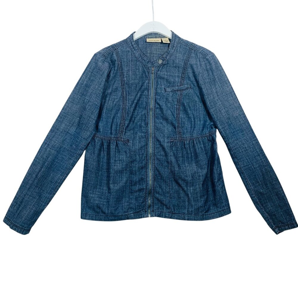 DKNY woman Jean jacket zip-front blue denim top Size  medium